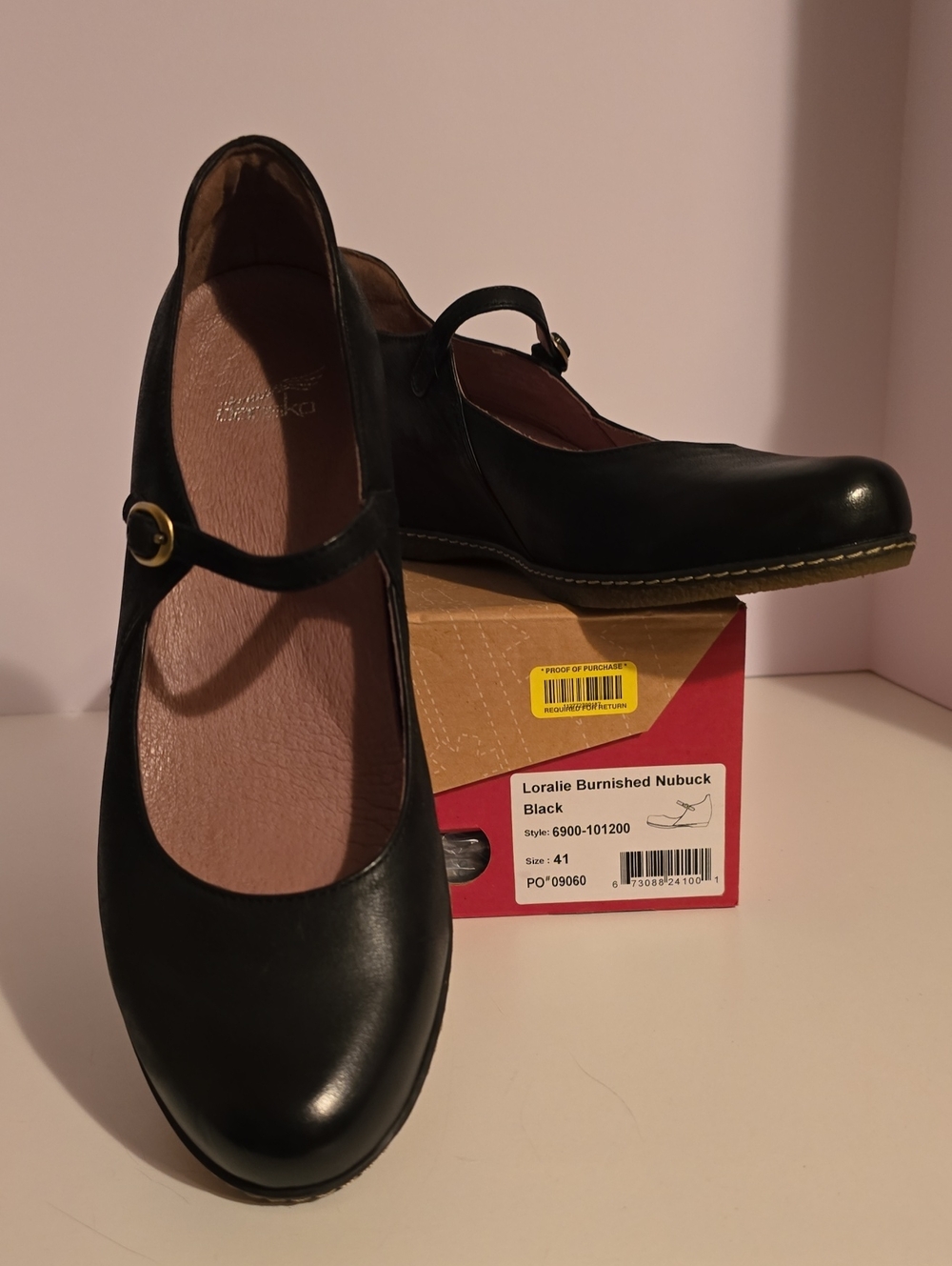 Dansko Burnished Nubuck Black Mary Jane Platform Flats EU Size 41